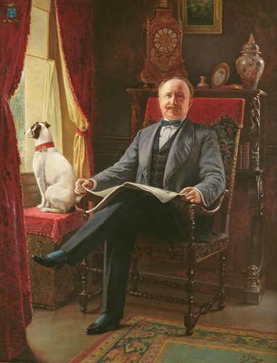 Portrait of M. le Comte de C. with his Dog by Agapit Stevens